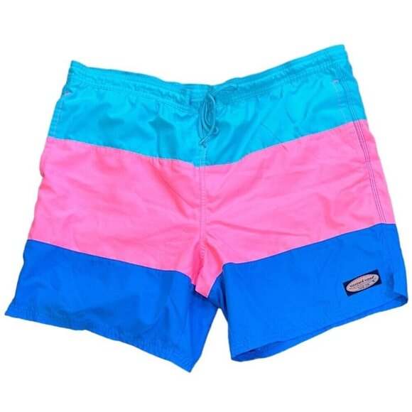 Vineyard Vines Color‎ Block Bathing Suit Trunks Fully Lined Swimsuit Size Large - Picture 1 of 6